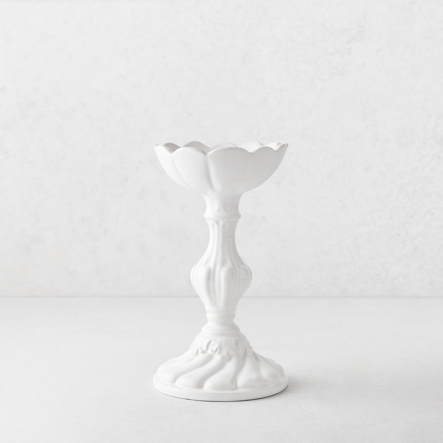 Small Tosca White Ceramic Candlestick