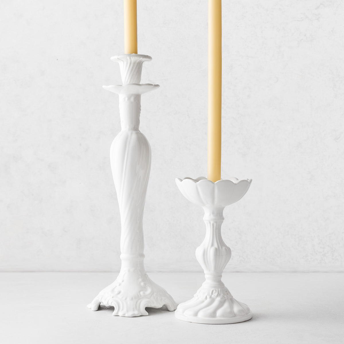 Small Tosca White Ceramic Candlestick