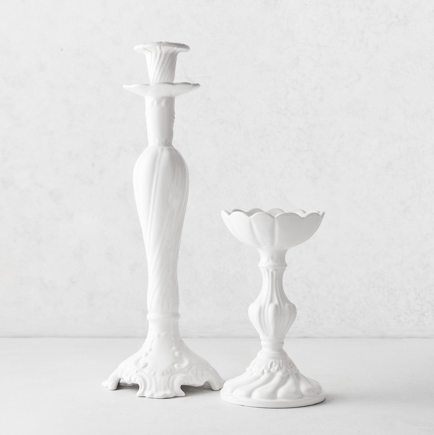 Small Tosca White Ceramic Candlestick