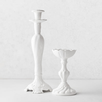 Small Tosca White Ceramic Candlestick