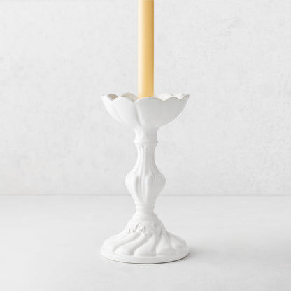 Small Tosca White Ceramic Candlestick