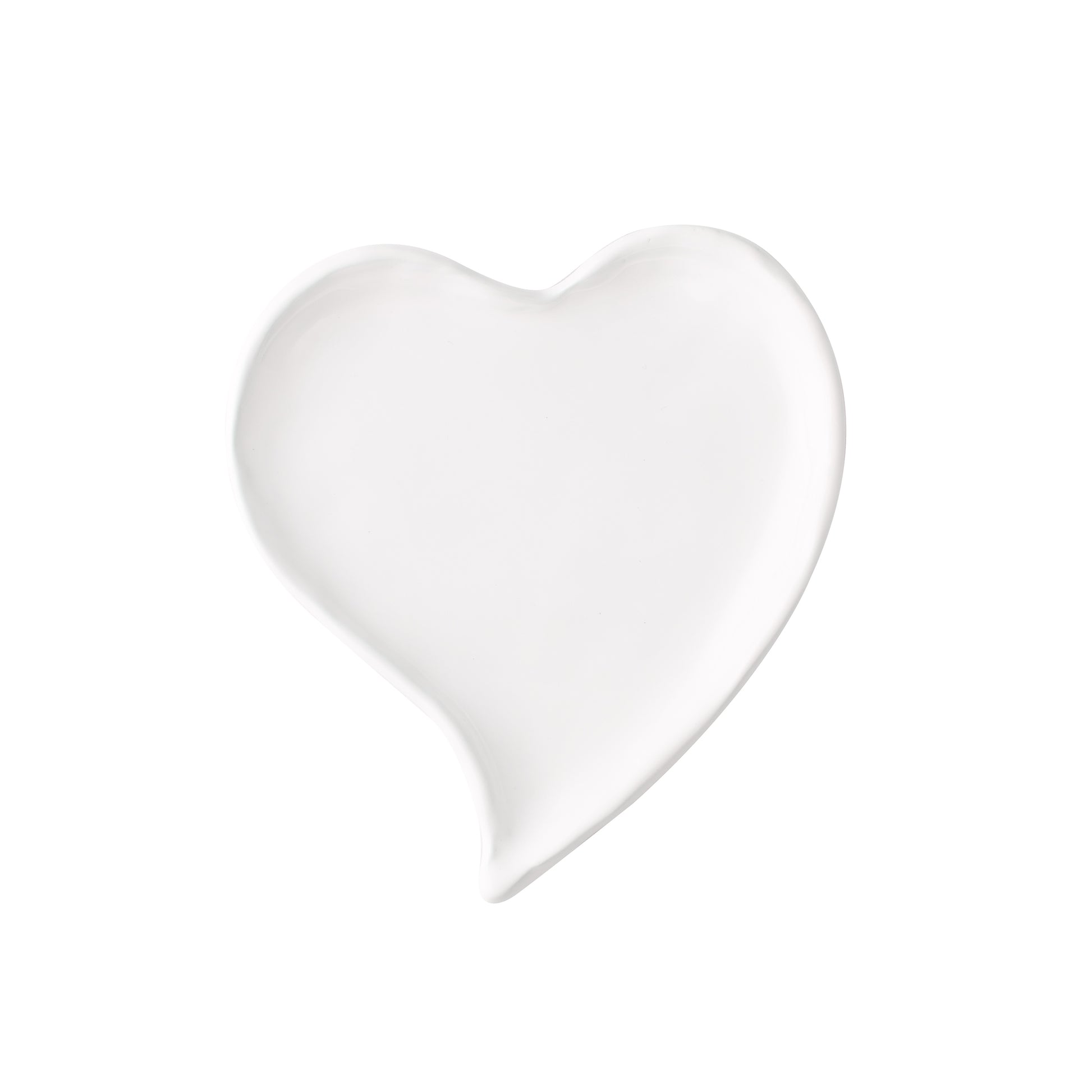 Small white ceramic heart dish, 5"L x 5"W, handmade in Italy.