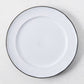 Smoke Grey Stoneware Dinner Plate, 11.3"Dia, with dark grey rim and light grey glazed center.