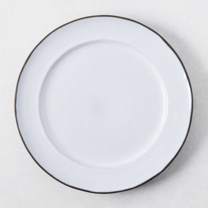 Smoke Grey Stoneware Dinner Plate, 11.3"Dia, with dark grey rim and light grey glazed center.
