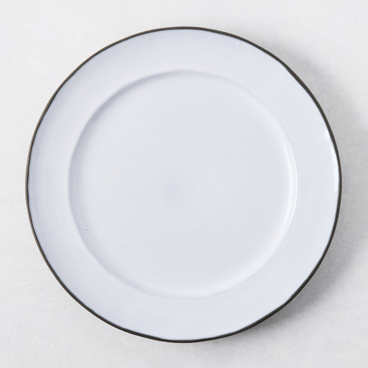 Smoke Grey Stoneware Dinner Plate, 11.3"Dia, with dark grey rim and light grey glazed center.