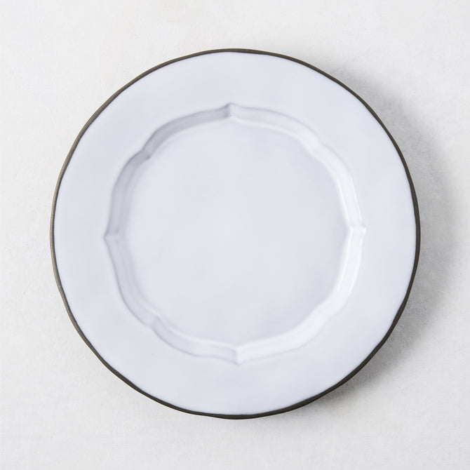 Smoke Grey Stoneware Petal Salad Plate, 8.78"Dia, two-toned light grey glaze with dark grey rim.