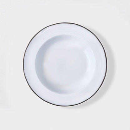 Smoke Grey Stoneware Soup Bowl, 8.5"Dia, with a dark rim and light grey glazed interior.