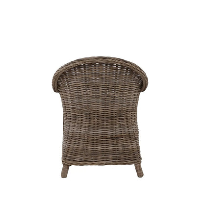 Southern French Arm Chair, natural woven rattan, curved back, no cushion visible.