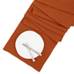 Spice HG Hand-dyed Linen Table Runner, 18"x108", with white plate and silverware.