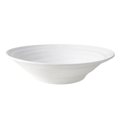 White ceramic Spiral Flared Serve Bowl, 15.5"Dia, handmade in Italy.
