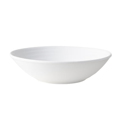 White ceramic Spiral Soup Bowl, 8.65" diameter, modern coupe shape, handmade in Italy.