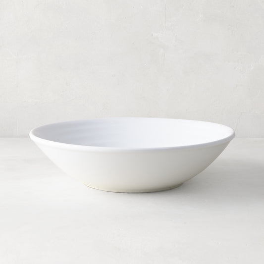 White handmade Italian ceramic Spiral Soup Bowl, 8.65" diameter, modern coupe shape.
