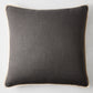 22-inch square steel grey Belgian linen pillow with a contrasting beige flange border.