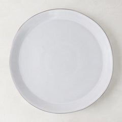 Stone Grey Dinner Plate, 10.75" diameter, hand-glazed terracotta in a cool grey-white hue.