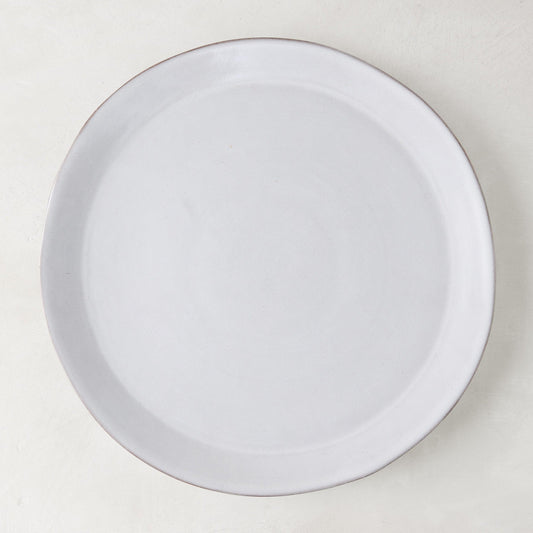 Stone Grey Dinner Plate, 10.75" diameter, hand-glazed terracotta in a cool grey-white hue.