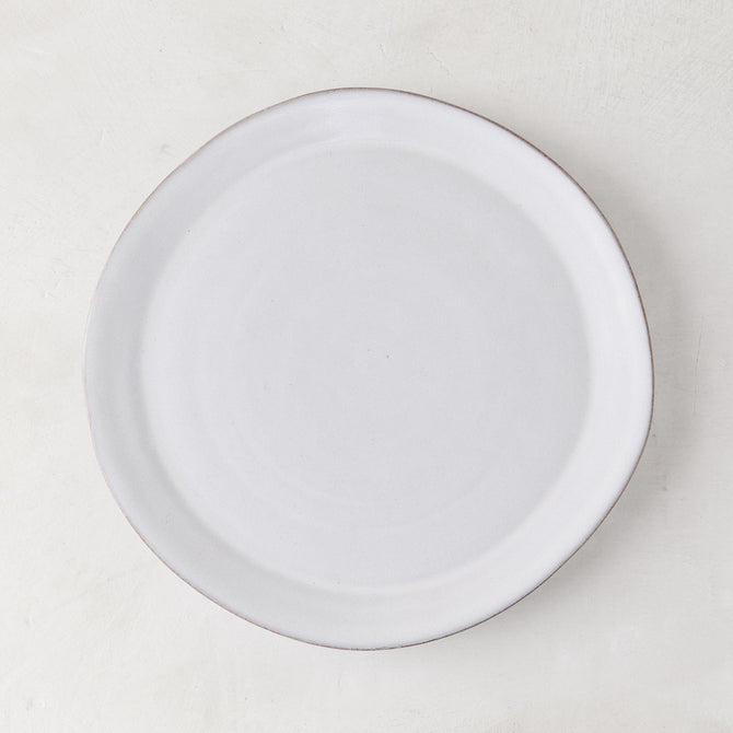 Stone Grey Salad Plate, 8.25" diameter, hand-glazed terracotta with a cool grey-white hue.