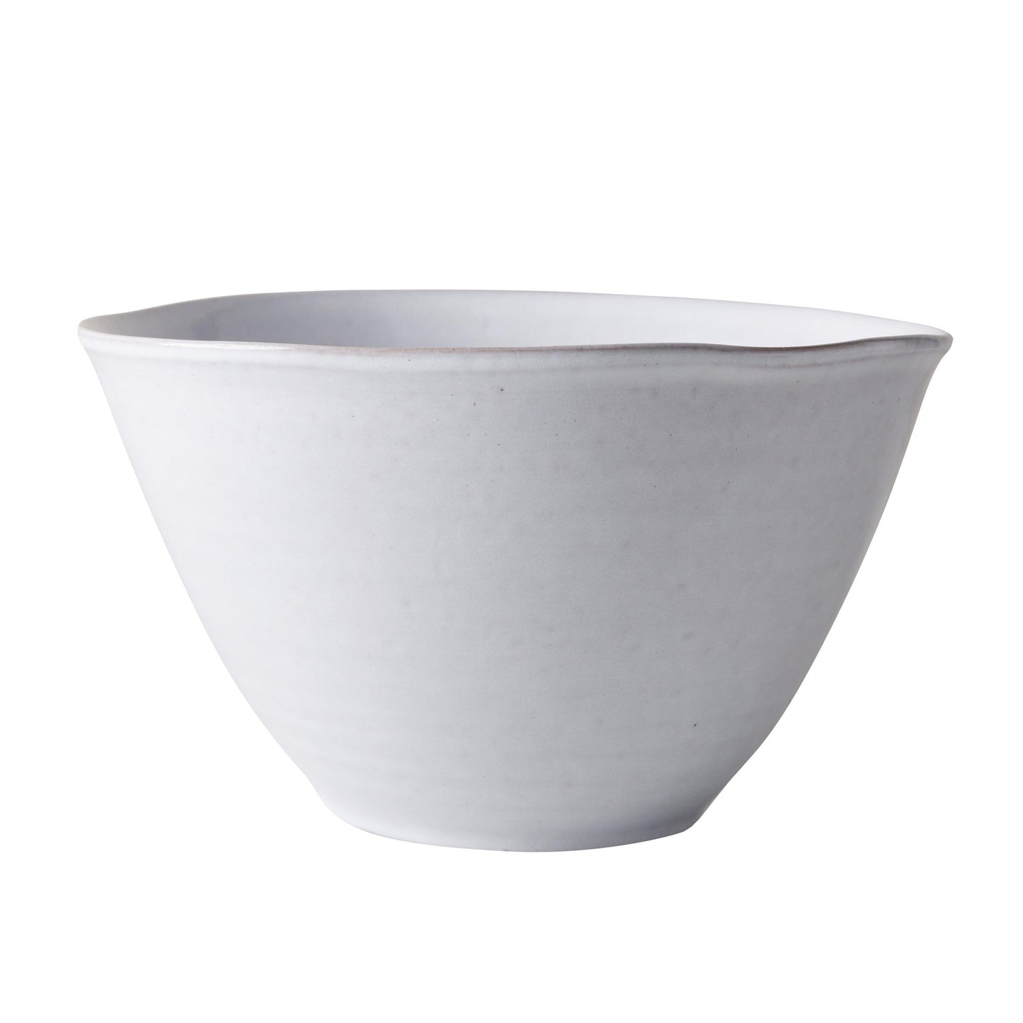 Stone Grey Stoneware Serve Bowl, hand-glazed terracotta, cool grey-white, 10.25" diameter.