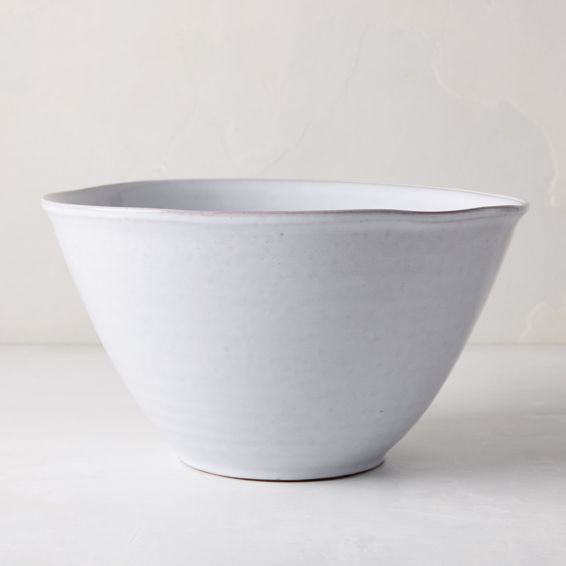 Stone Grey Stoneware Serve Bowl, 10.25" diameter, hand-glazed terracotta, cool grey-white hue.