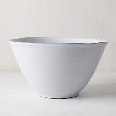 Stone Grey Stoneware Serve Bowl, 10.25" diameter, hand-glazed terracotta, cool grey-white hue.