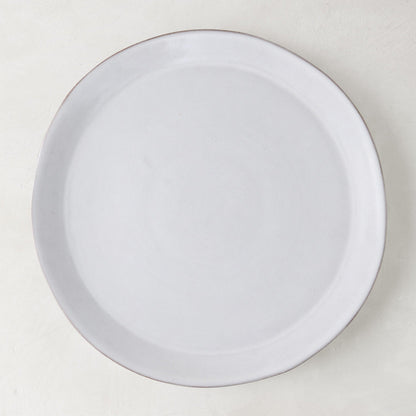 Stone Grey Dinner Plate, 10.75" diameter, hand-glazed terracotta in a cool grey-white hue.