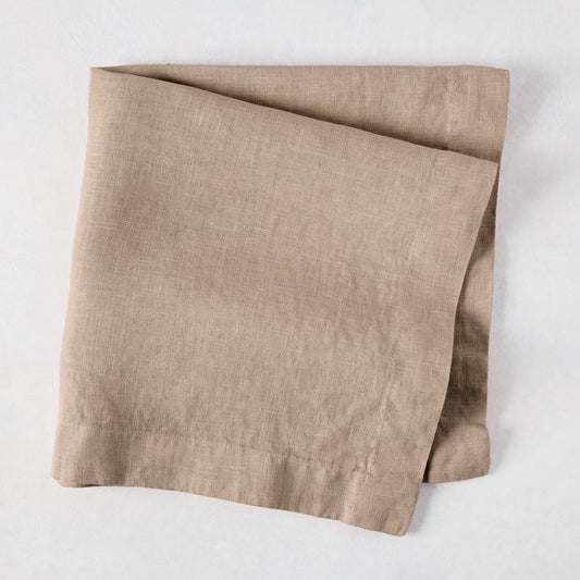 Stonewall Khaki HG Signature Hand-dyed Linen Napkin, 22-inch square, folded.