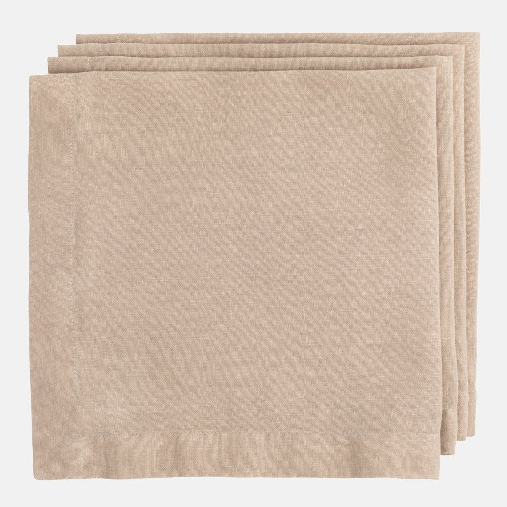 Stonewall Khaki HG Signature hand-dyed linen napkin, 22-inch square, folded.