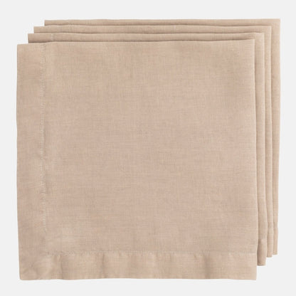 Stonewall Khaki HG Signature hand-dyed linen napkin, 22-inch square, folded.