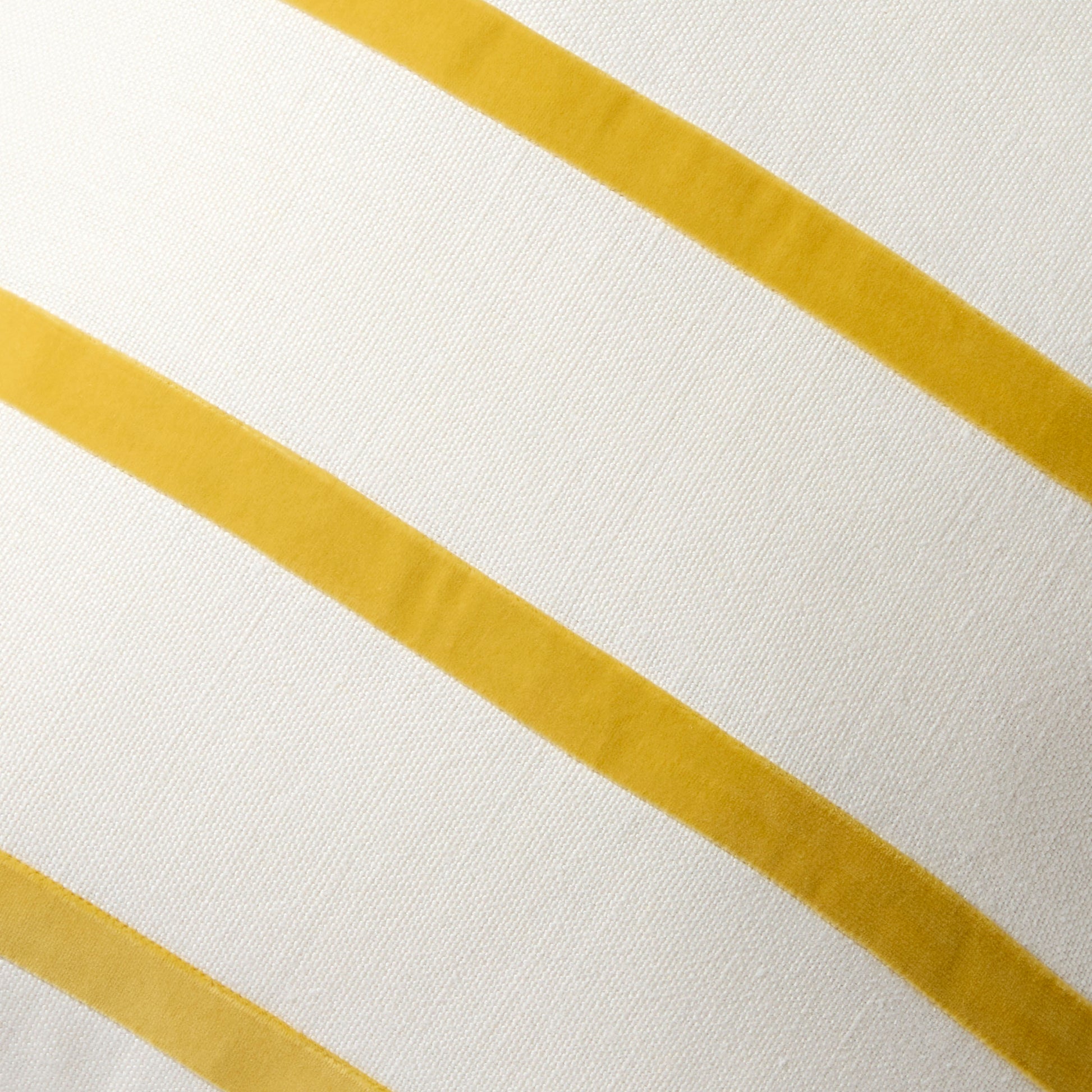 Sun yellow and ivory thin velvet stripe pillow, 22" square, linen and cotton velvet.