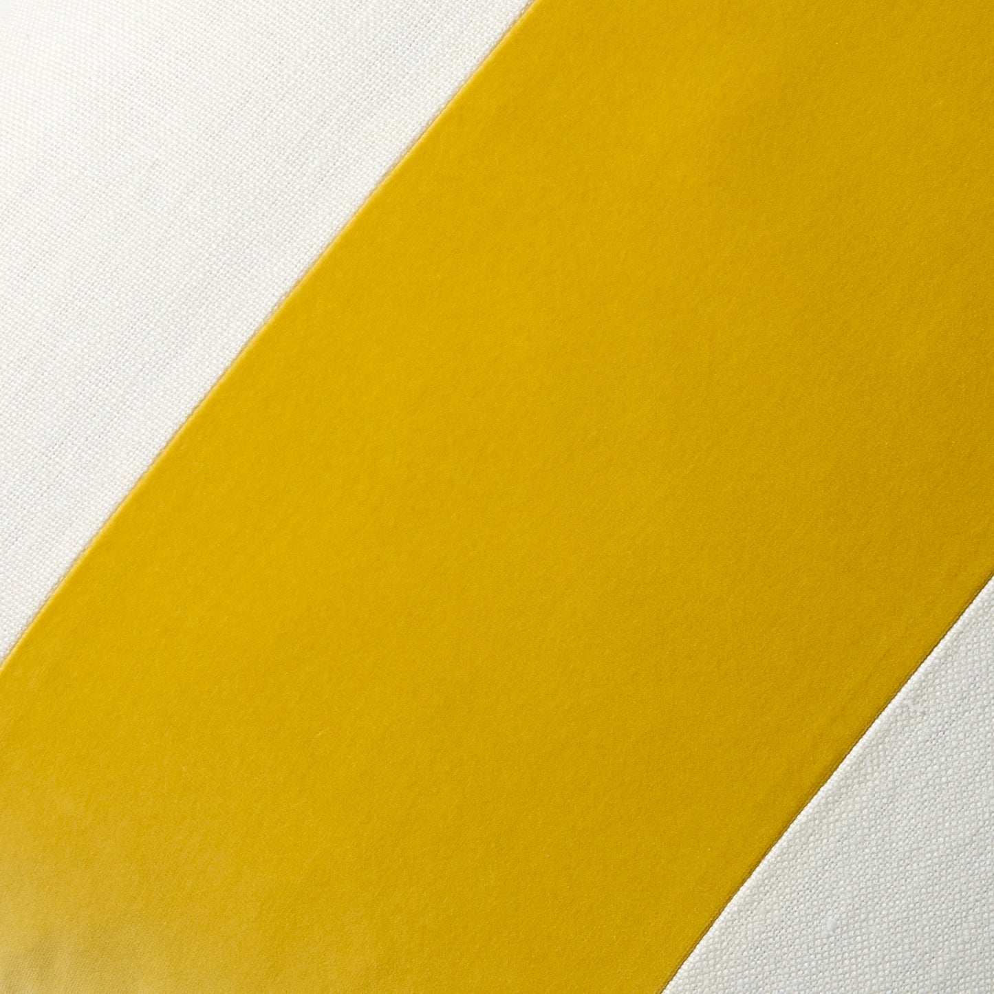 Sun yellow wide velvet and linen stripe pillow, 22" square.