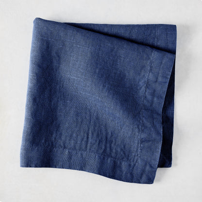 Surf Blue HG Signature Hand-dyed Linen Napkin, 22-inch square, folded.
