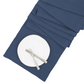 Surf HG hand-dyed linen table runner in deep blue, 18"x108", with a white plate and silverware.