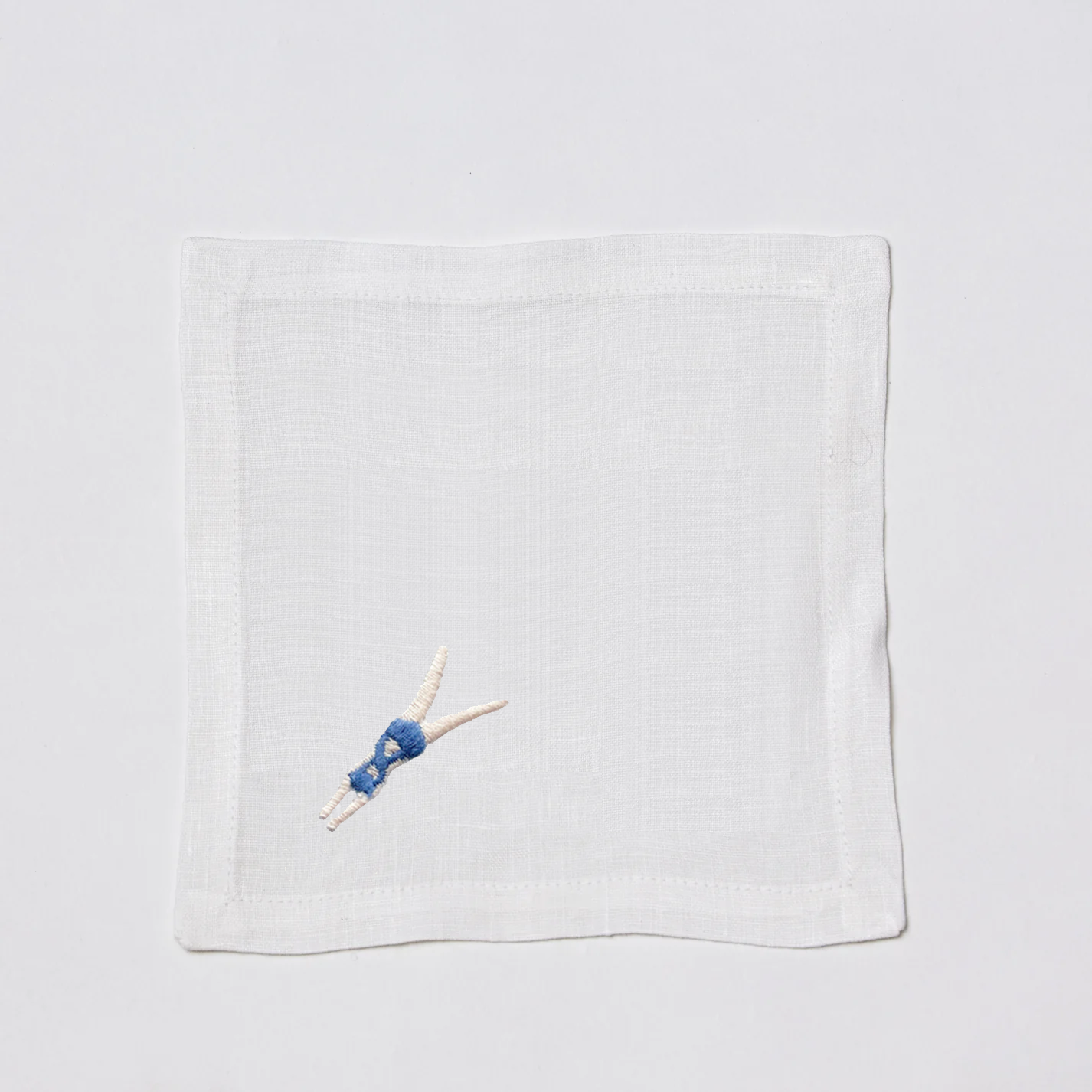 Embroidered Swimmer Cocktail Napkin Coaster, set of 4