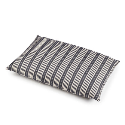 Tack Stripe Linen Pillow Sham, white sand and black striped Belgian flax linen, rectangular.