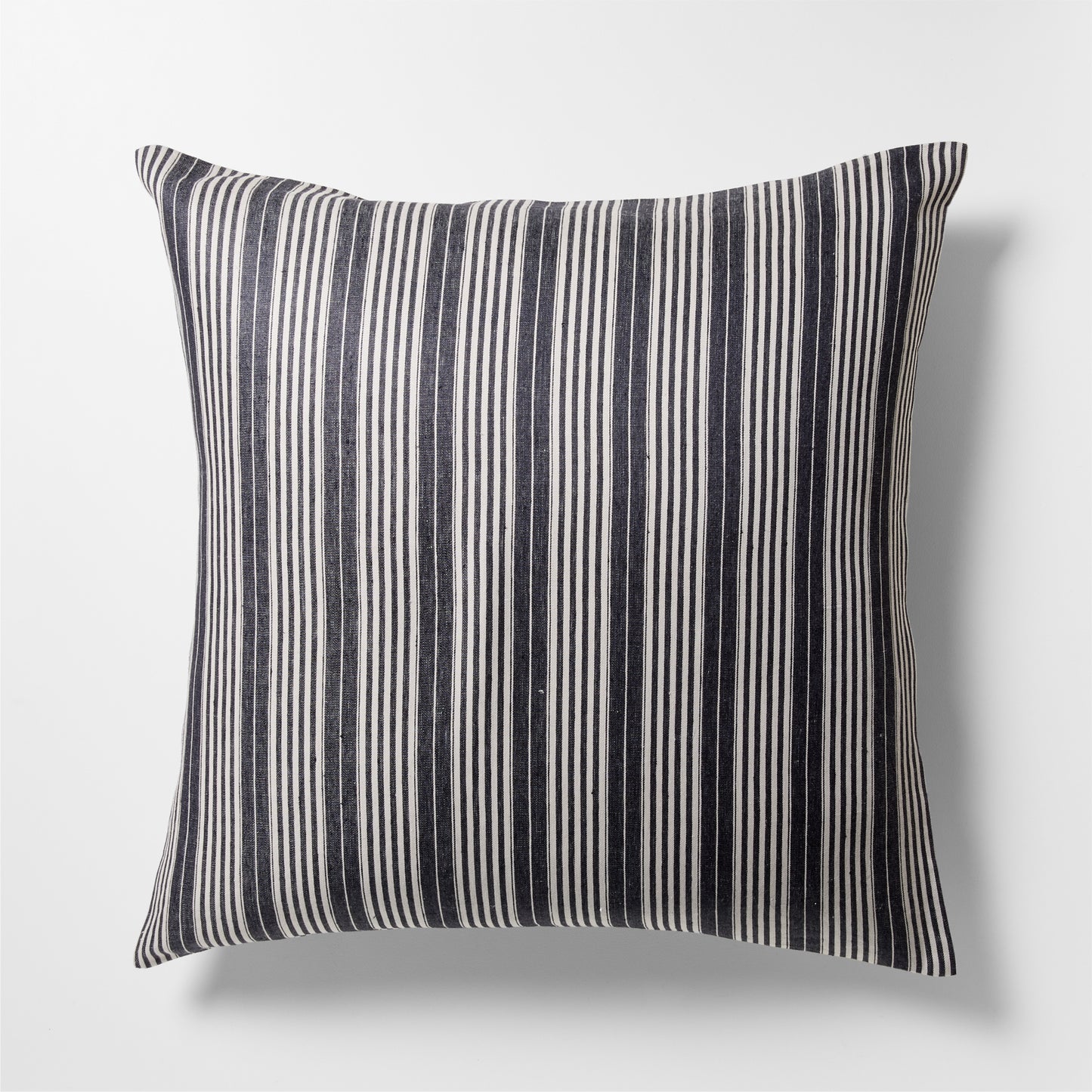 Tack Stripe Linen Pillow Sham, white sand and black vertical stripes, 100% Belgian flax linen.