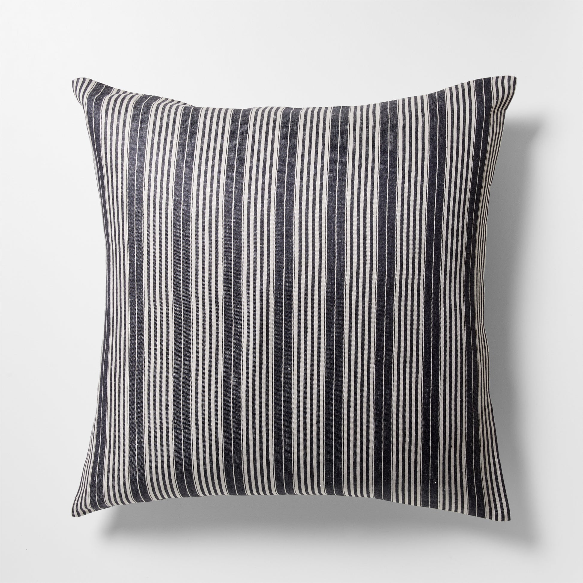 Tack Stripe Linen Pillow Sham, white sand and black vertical stripes, 100% Belgian flax linen.