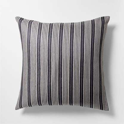 Tack Stripe Linen Pillow Sham, white sand and black vertical stripes, 100% Belgian flax linen.