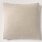 Tan Belgian linen square pillow with velvet gusset, 22".