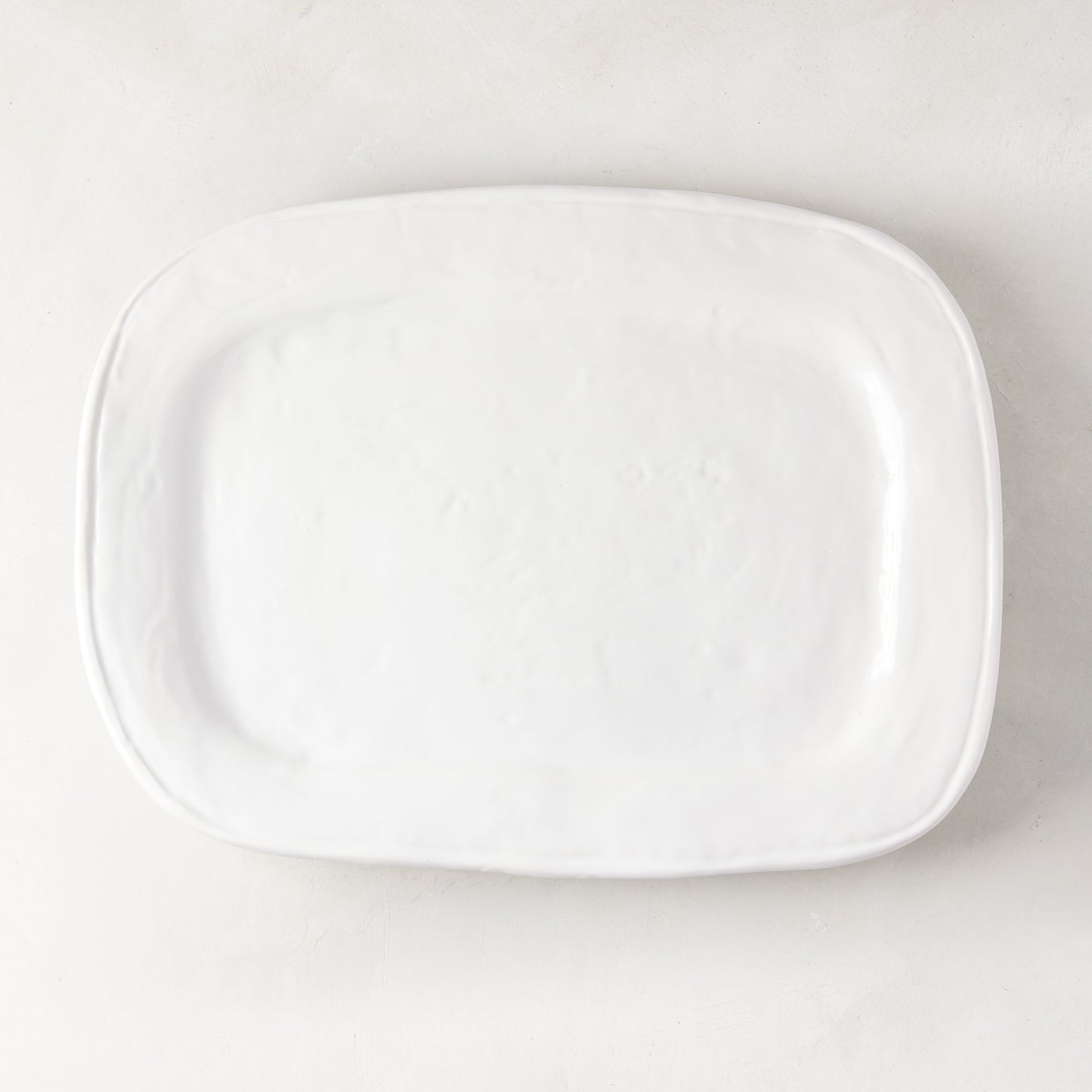 Taormina white rectangular ceramic serving platter, handmade in Italy, 15.7"L x 11.5"W.