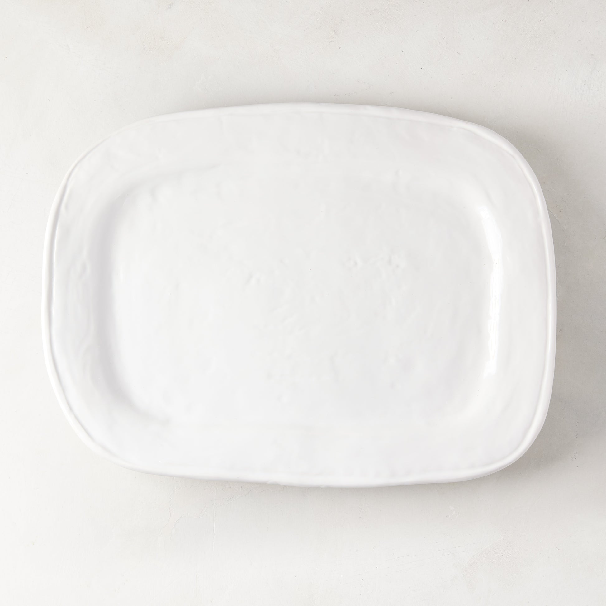 Taormina white rectangular ceramic serving platter, handmade in Italy, 15.7"L x 11.5"W.