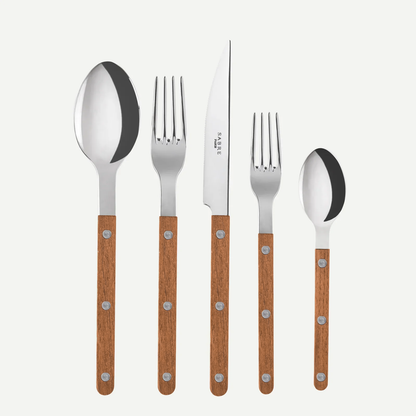 Teak Wood Bistro 5-Piece Flatware Set