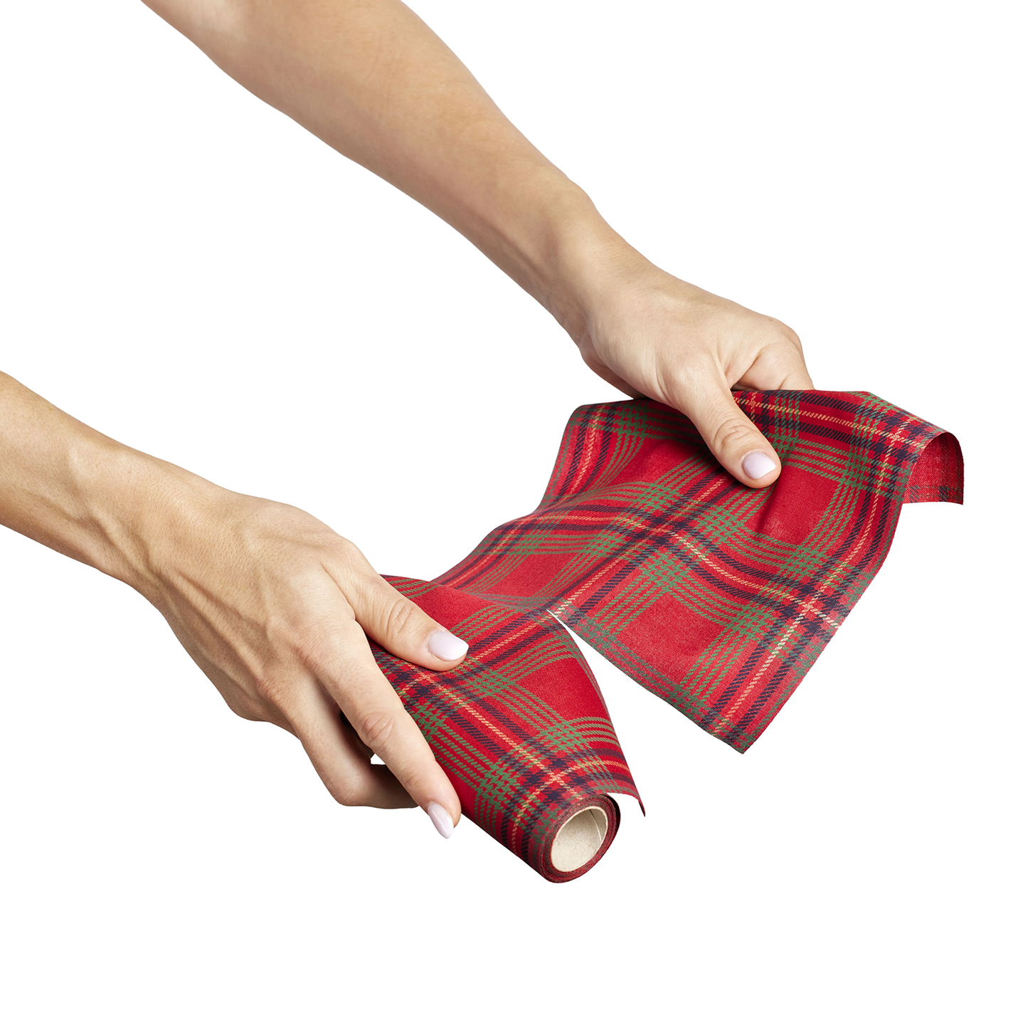 Red Tartan Tear-off Cotton Cocktail Placemat, Roll of 6