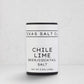 Texas Salt Co. Chile Lime Beer/Cocktail Salt, 4.5oz white and black cylindrical container.