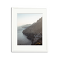 The Amalfi Framed Wall Art Print: picturesque Italian coast with white buildings, framed in white wood.