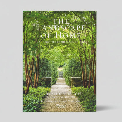 Hardcover book, "The Landscape of Home," featuring a lush green garden path on the cover.