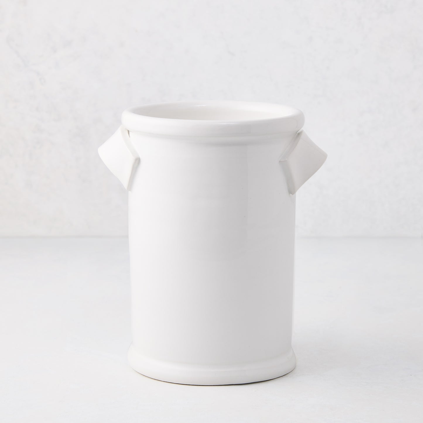 Tivoli white ceramic wine cooler with two simple handles, 5.5"Dia x 8.6"H x 7"W.