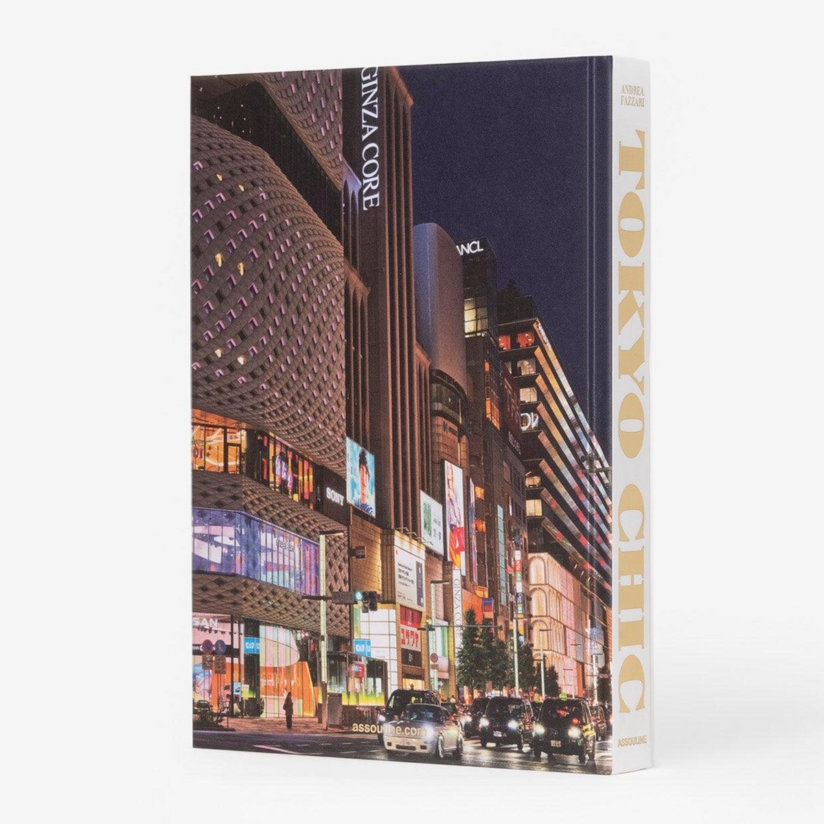 Tokyo Chic" silk hardcover book with vibrant Ginza street scene cover, white spine text.