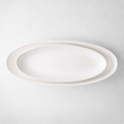 Torino large oval white ceramic serving platter, 26.5"L x 10.75"W, thick glaze.
