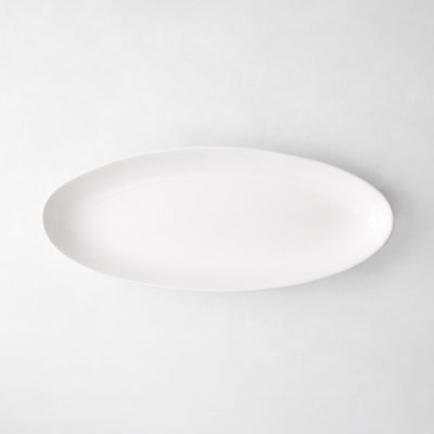 Torino Small Oval Ceramic Serving Platter, thick white glaze, 21.5"L x 8.75"W.