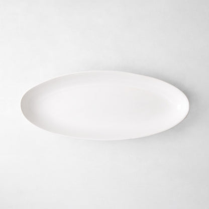 Torino Small Oval Ceramic Serving Platter, thick white glaze, 21.5"L x 8.75"W.