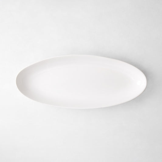 Torino Small Oval Ceramic Serving Platter, thick white glaze, 21.5"L x 8.75"W.